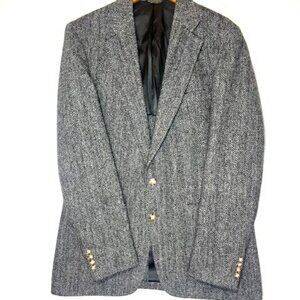 Harris Tweed 100% Pure Scottish Wool Grey Herringbone Blazer Sz 42R
